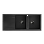 Zlew granitowy MEGALO 2 komorowy z ociekaczem 50x116cm z syfonem